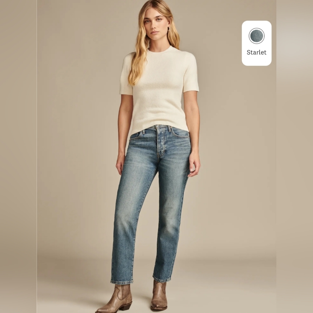 Lucky Brand 90s Loose High Rise Crop Jean Medium Wash Size 8/29